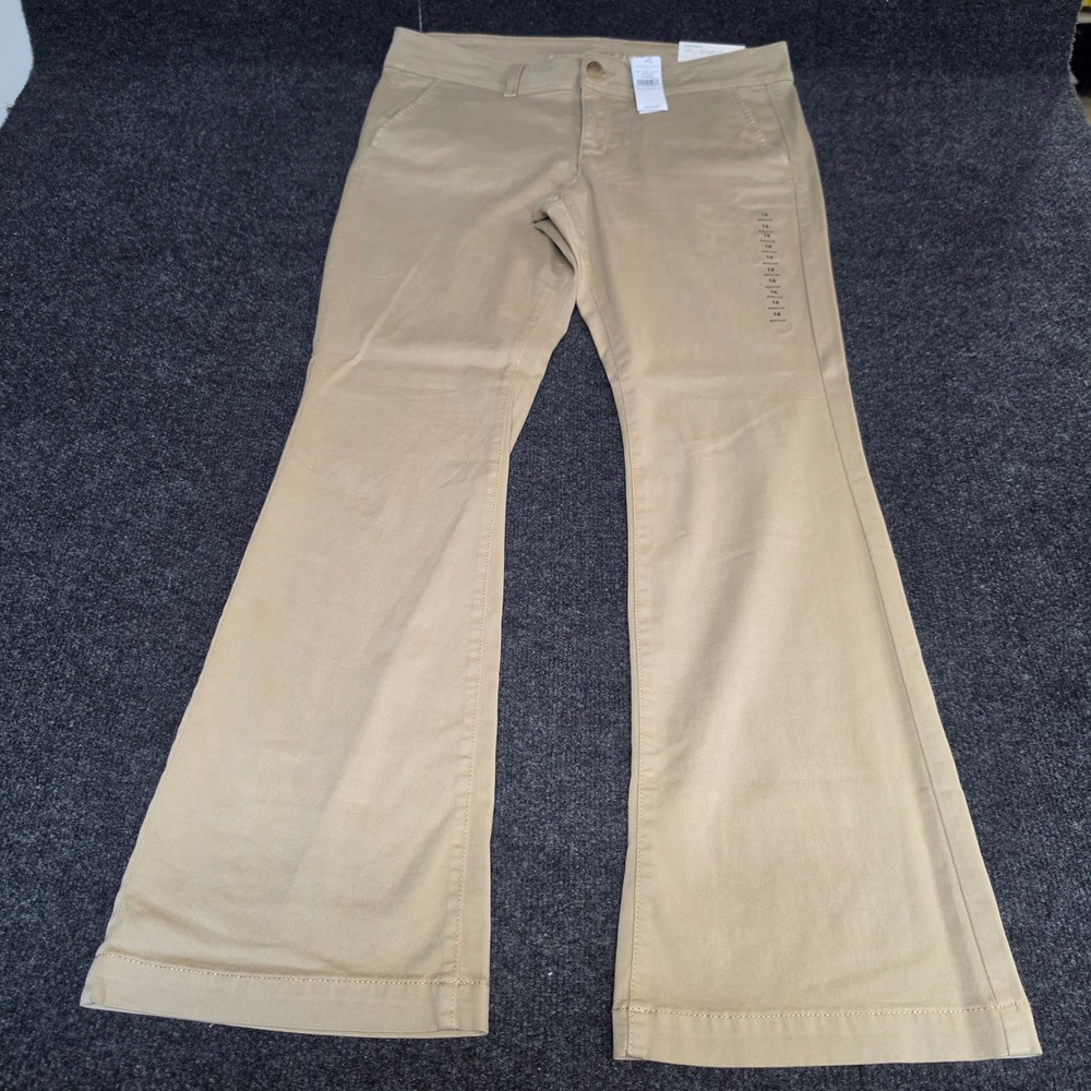 American Eagle Kick Boot Super Stretch Khaki Pants Tan Women 16 Regular 2717-223